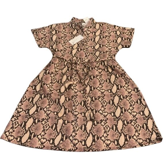 Snakeskin Print Button Down Dress - Picture 1 of 5